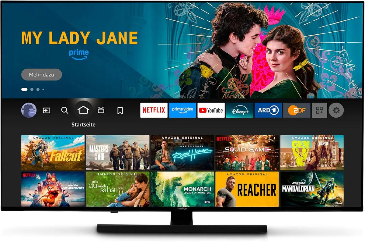 Téléviseur DVB-T2 855800 MEDION, largeur 138,8cm, QLED Television, Dolby Vision HDR, Prime Video, MD, 55 Pouces 4k, Smart, Fire TV