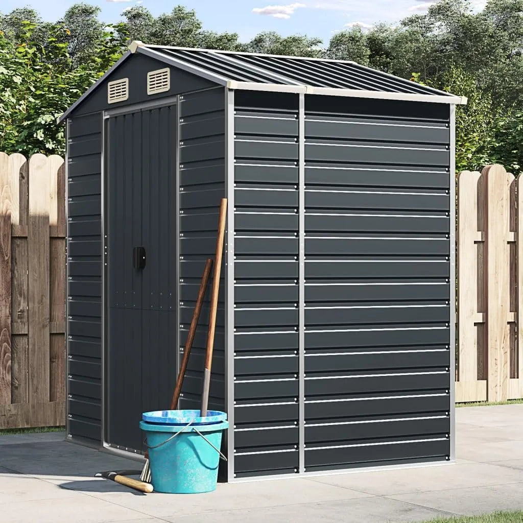Abri de jardin, Anthracite 191x130x198 cm Acier galvanisé, Remise de Jardin avec Porte, Solution de Stockage Extérieur Cabane de Rangement à Outils