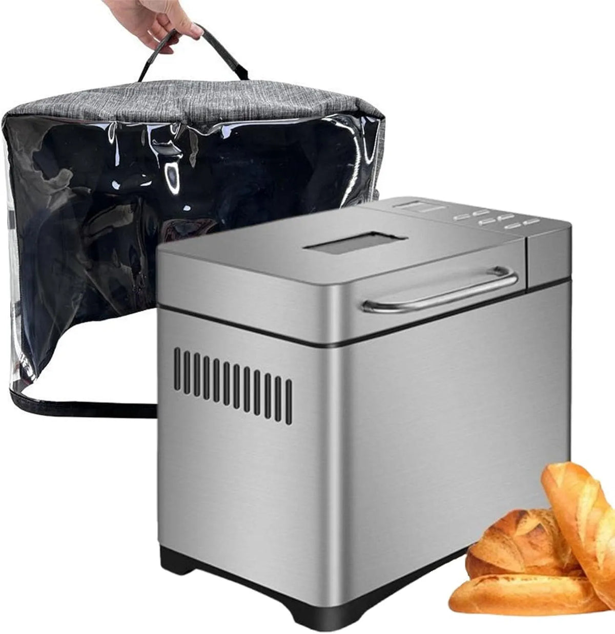Machine à pain Générique, Grande 650 W avec Distributeur Automatique De Noix, 3 Tailles De Pain, 3 Couleur s De Croûte, Plaque de cuisson