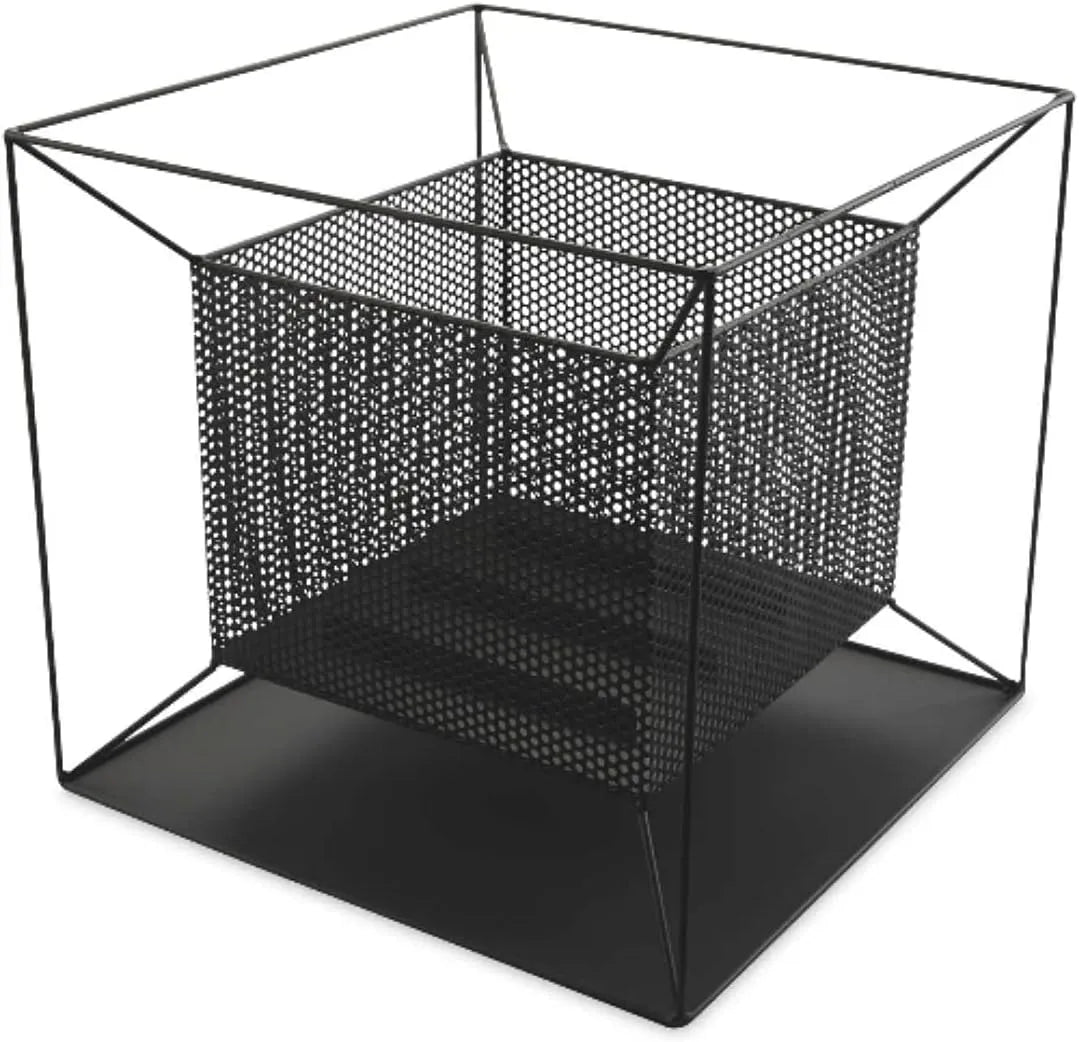 Brasero carré, Brûleur à charbon de bois, Chauffage de terrasse, Attrape-cendres intégré, Design contemporain