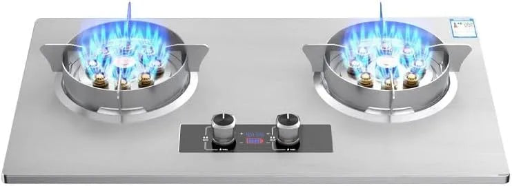 Table de cuisson, flamme élevée de 8,5 kW et minuterie de 180 minutes pour une cuisine efficace, à gaz double brûleur avec protection anti-flamme