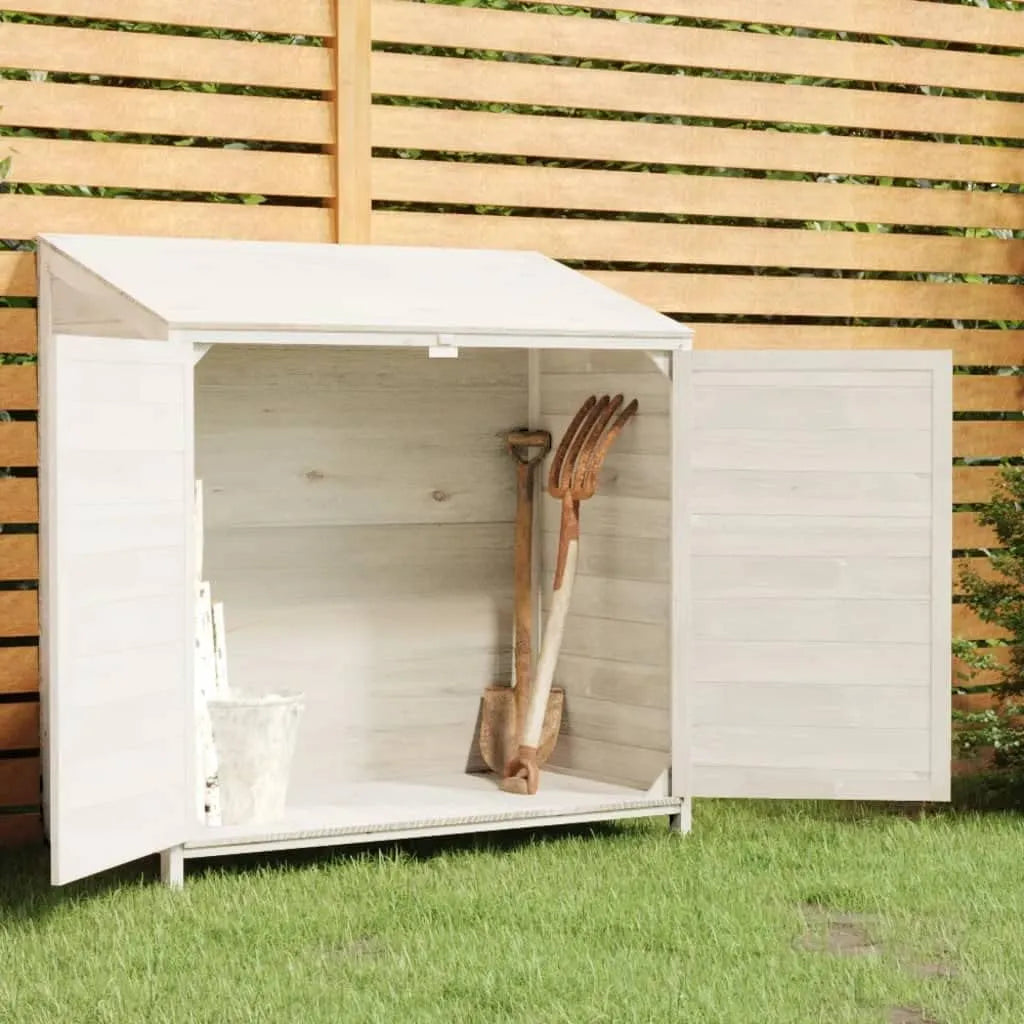 Abri à outils, Remise de Jardin finition blanche 102x52x112 cm Bois de Sapin Solide, Cabane Jardin