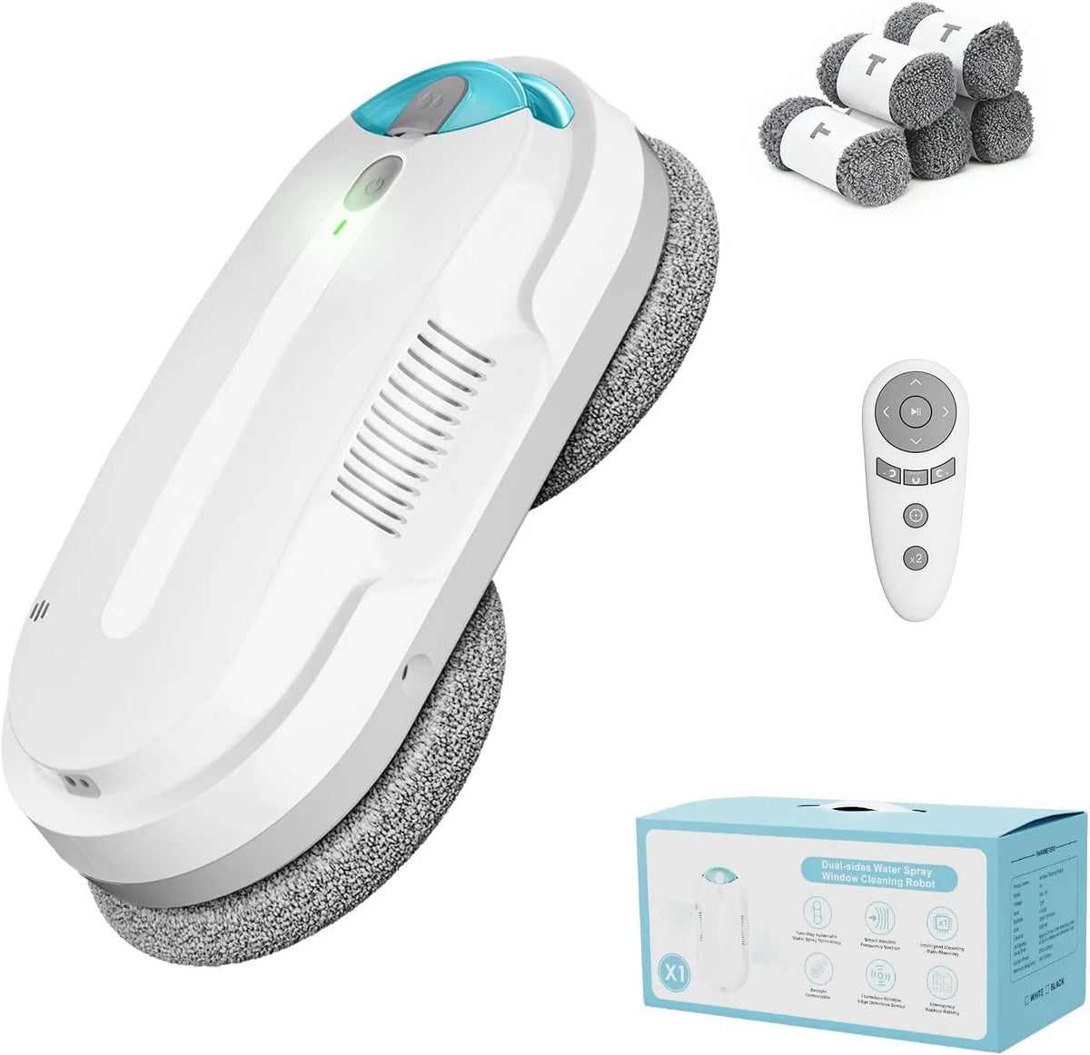 HIXZAP X1 Robot Nettoyeur de Vitres Automatique avec Jet d'eau Ultrasons Bidirectionnel, Réservoir 85ml, Détection des Bords