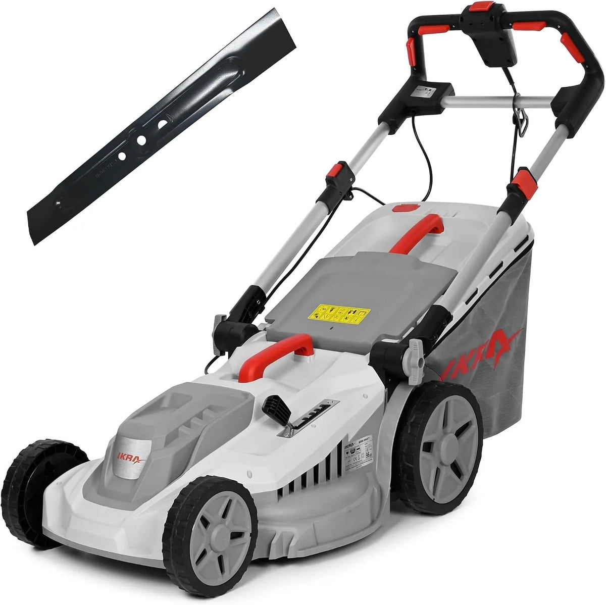 Tondeuse IERM 2043 T 30-75mm IKRA, puissance 2000W, Largeur de Coupe 43cm, électrique, Hauteur de Coupe, Lame de Rechange & kit Mulching Incluse