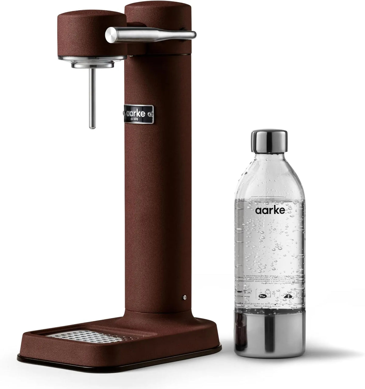 3 Aarke Carbonator, Machine à eau gazeuse avec boîtier en acier inoxydable, compatible avec les cylindres 60 L, 425 g, Bordeaux