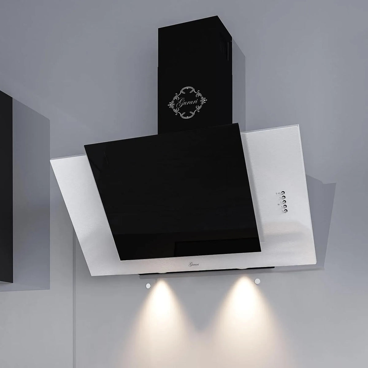 Hotte aspirante, Hotte murale GCH S 482 60 IS 60 cm, 1000 m³/h, acier inoxydable, verre finition noire