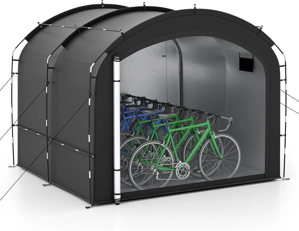 Costway vélo, Tente de Jardin au format au format portable pour 8 Vélos, Abri de Rangement pour Vélos, Abri Extérieur pour Outils Jouets Motos