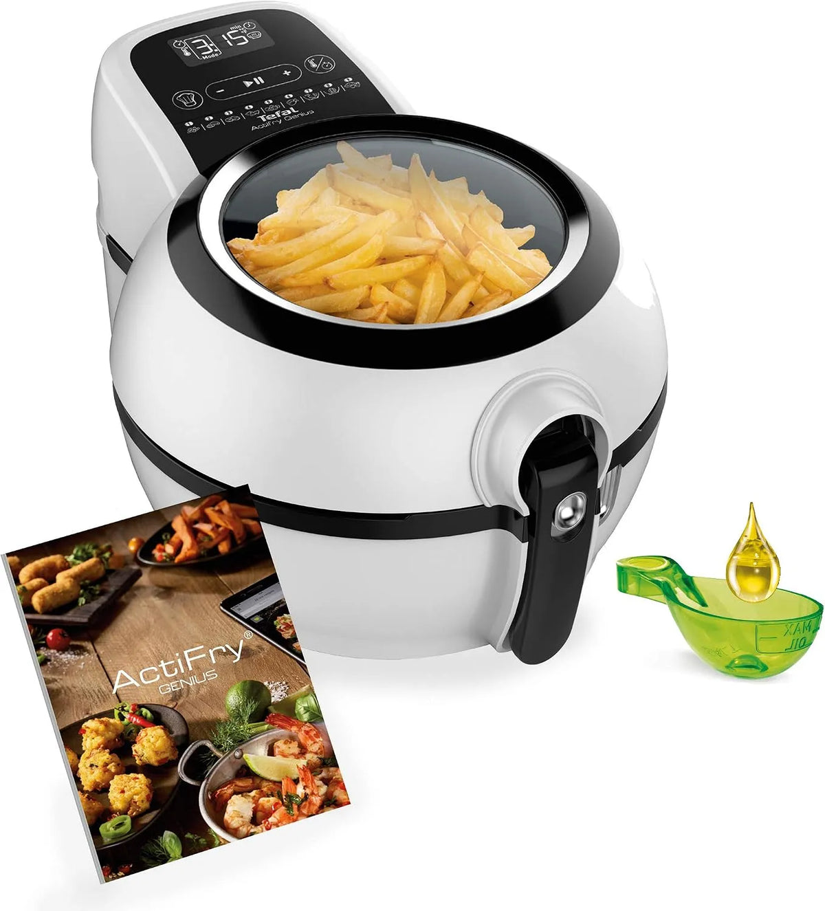 Tefal FZ7600, Actifry Genius XL Hot Air Fryer Friteuse en acier inoxydable finition noire 1,2 l 1 350 W 60 min