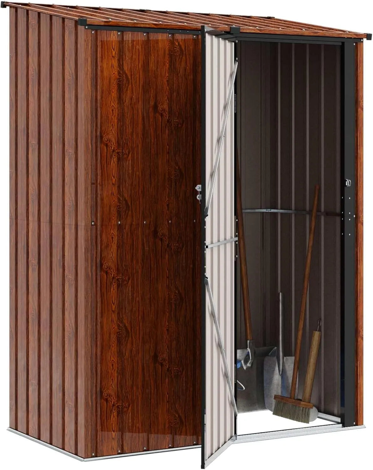 Abri de jardin vidaXL, Cabanons de Jardin Marron 153,5 x 86 x 200 cm Métал, idéal pour Outils et Plus, et terrasse, Rangement rectangulaire
