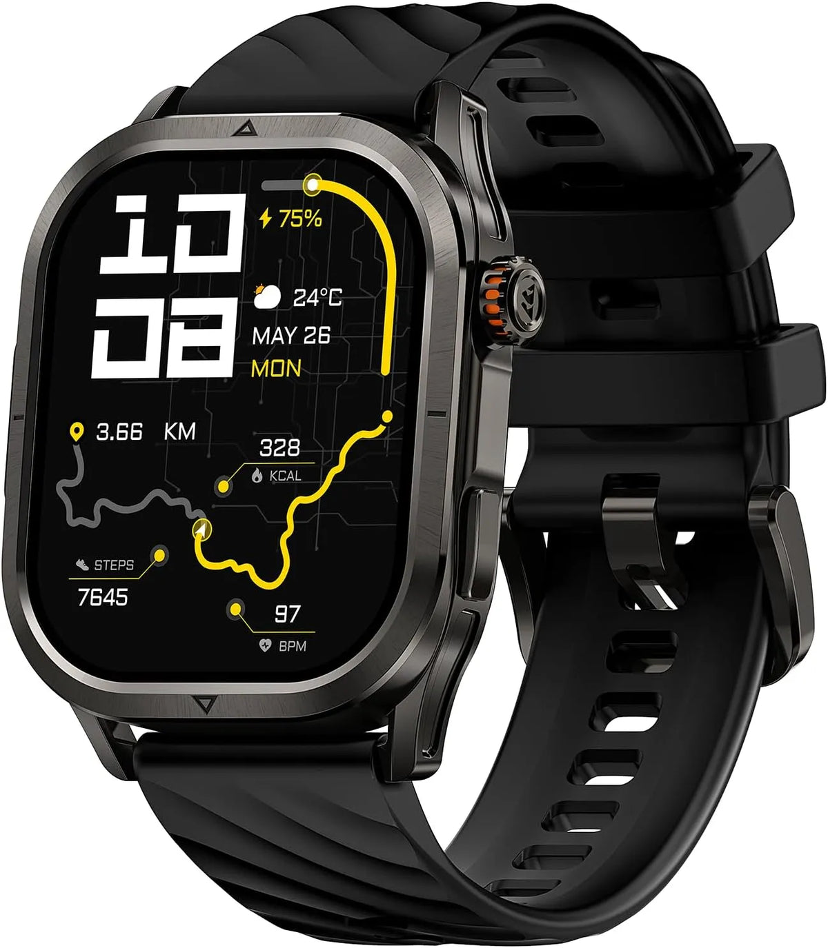 Modèle Montre Connectée Homme Femme GPS P10 5ATM KOSPET Magic, Autonomie de 50 Jours Écran AMOLED 1,96' Étanche, Android & iOS, finition noire