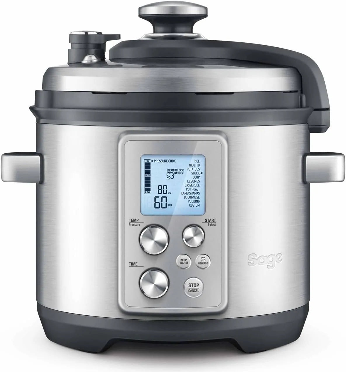 Sage, Autocuiseur, sauteuse, ragoût, Acier Inoxydable Brossé, The Fast Slow Pro, mijoteuse, vapeur, risotto