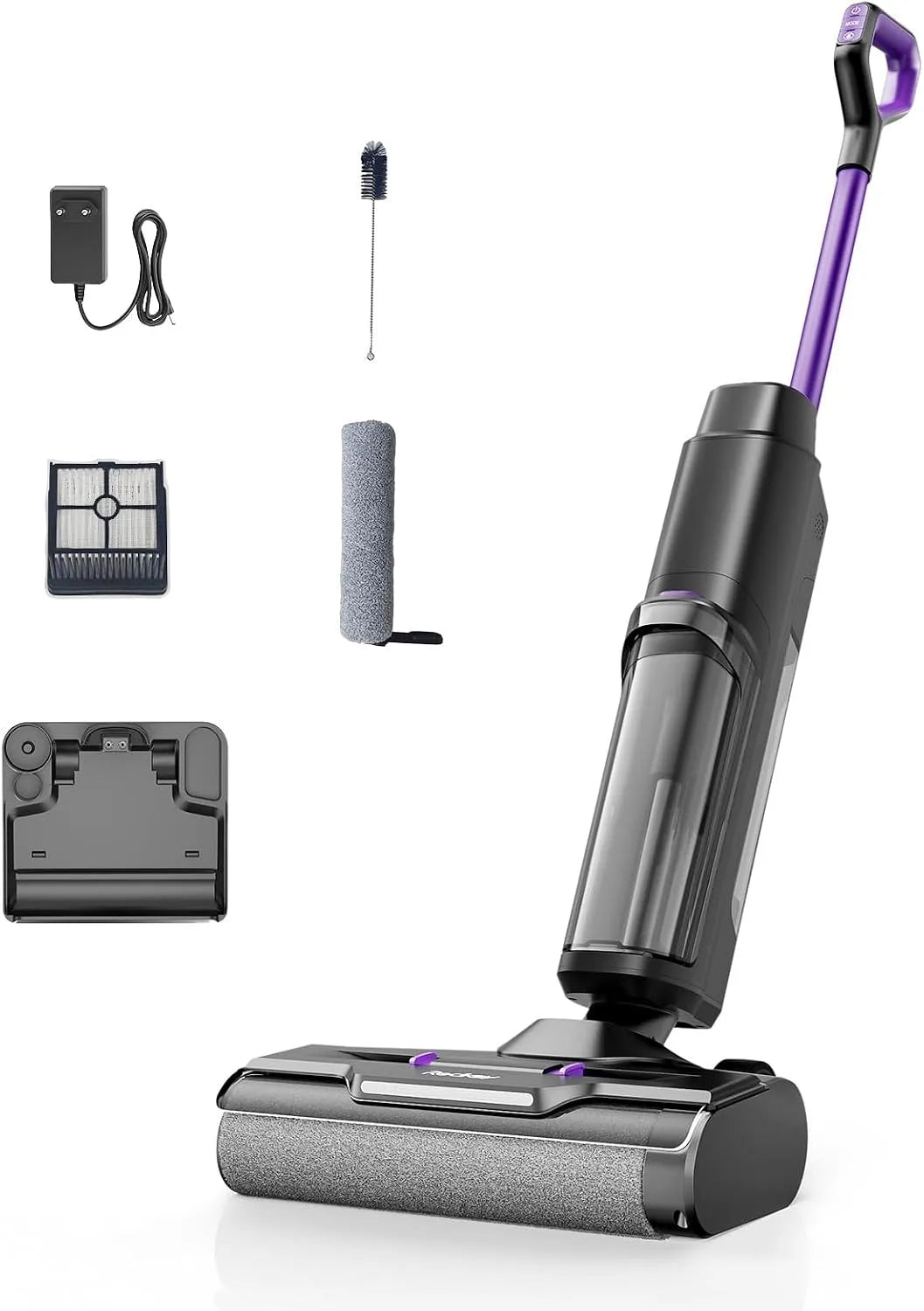 Aspirateur sans fil W15 45min Aspirateur Laveur, Intelligent 3 en 1, 65dB, Autonettoyant, Avance Automatique, Nettoyage des Bords
