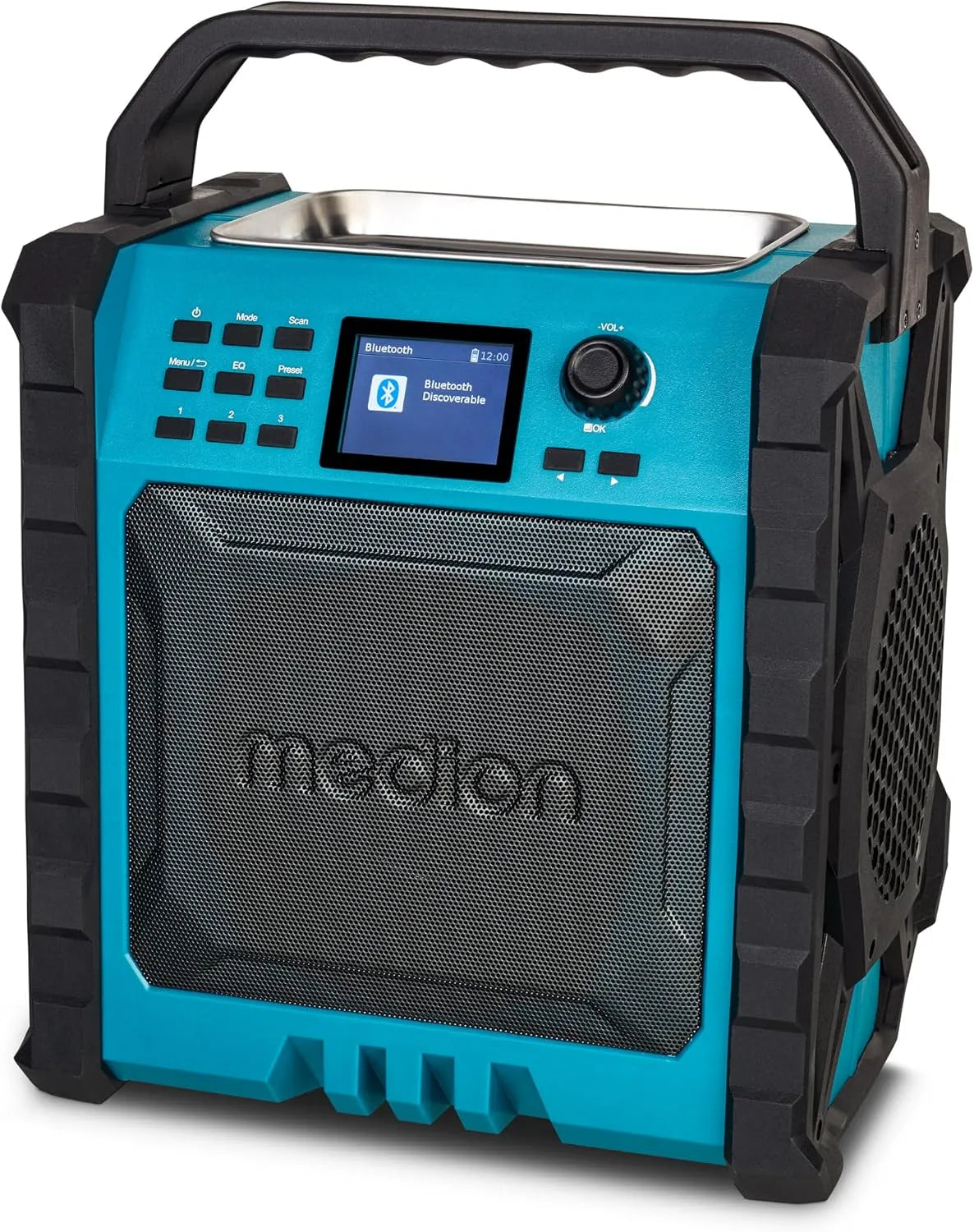 Modèle Radio de Chantier P66896 IP54 MEDION, Dab Plus, UKW, écran Couleur, Robuste, Fonction powerbank, Batterie intégrée, Bluetooth