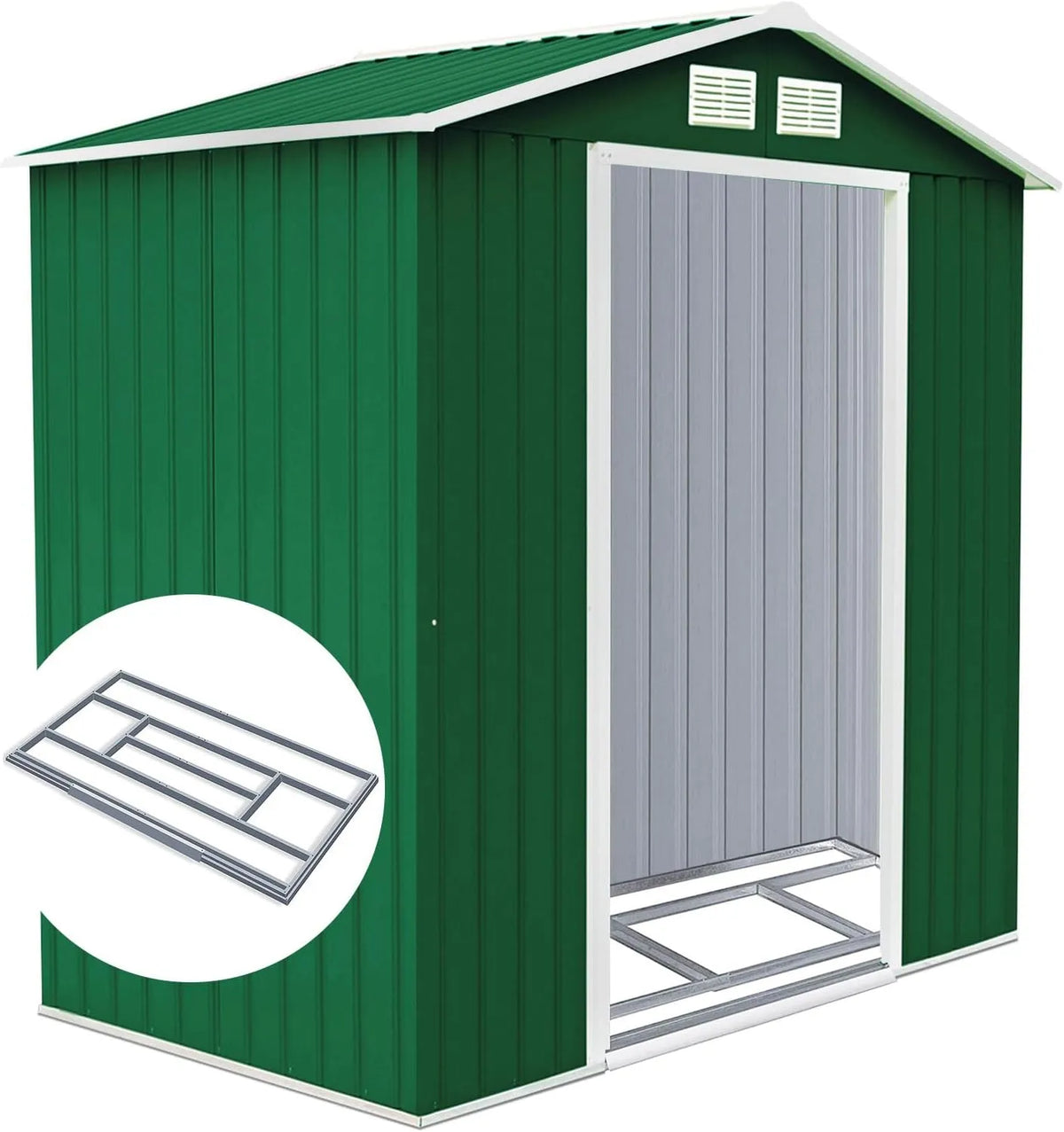 Abri de jardin RELAX4LIFE, en Acier Galvanisé 3M² avec 2 Portes Coulissantes et 2 Fenêtres, dimensions 213 x 127 x 185 cm, Cabane de Jardin Extérieur