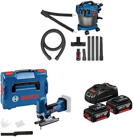 Bosch aspirateur 18V-10 18V-125 1880, sans-Fil GST S + Starter-Set Batteries: 2 Batteries GBA 18V 5.0Ah + Chargeur Rapide Gal CV, capacité 10 L