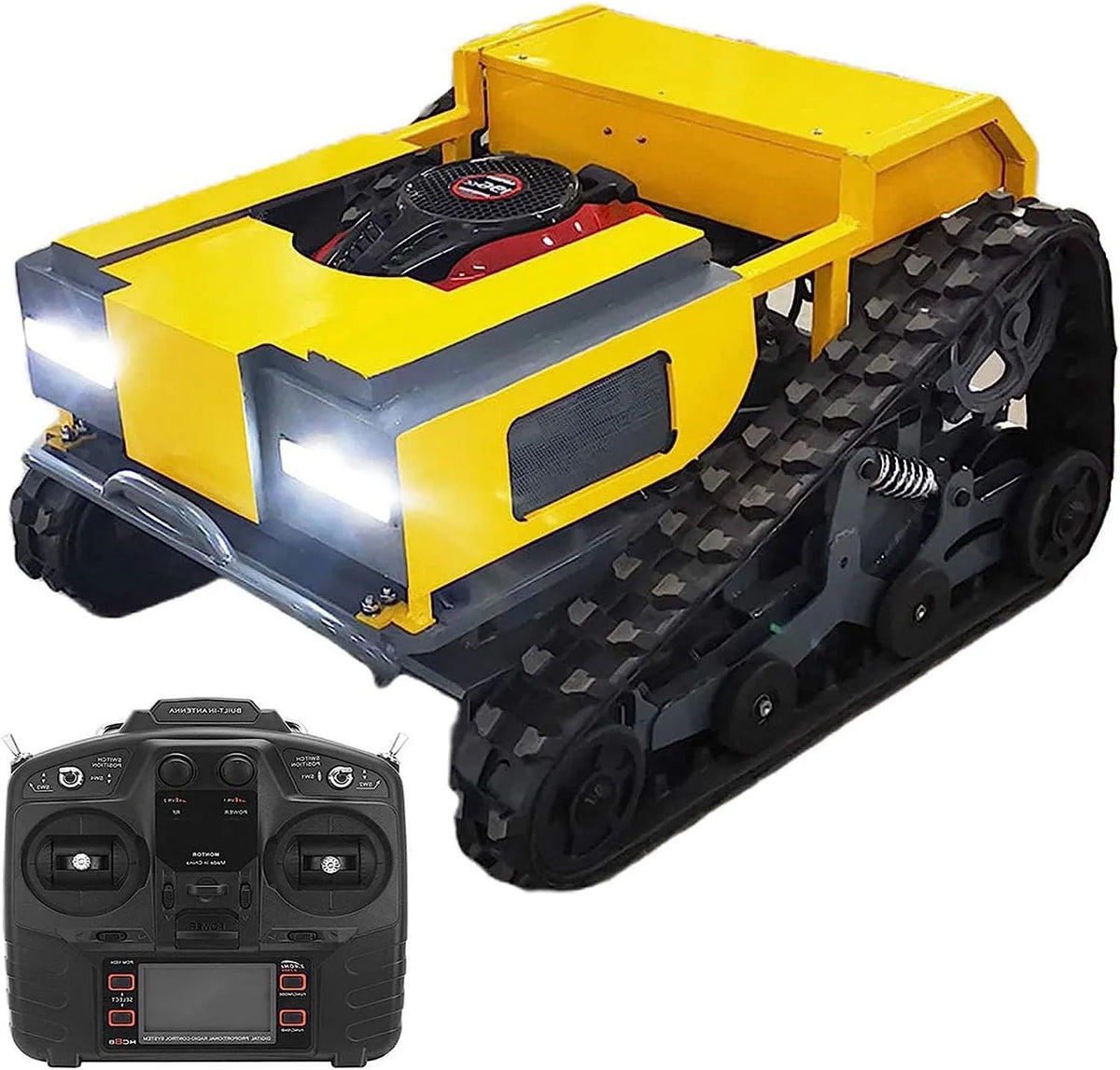 Tondeuse à gazon, pour ferme, robot 9,5 Power Four Sroke essence télécommande incluse, montée sur chenilles jusqu'à 45 ° d'inclinaison, verger, jardin