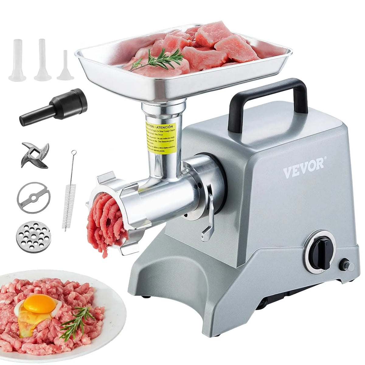 Vevor plaque de cuisson, Hachoir à Viande Électrique de Comptoir Capacité 2,27 kg, min, Poussoir à Saucisses avec Lame, de Broyage