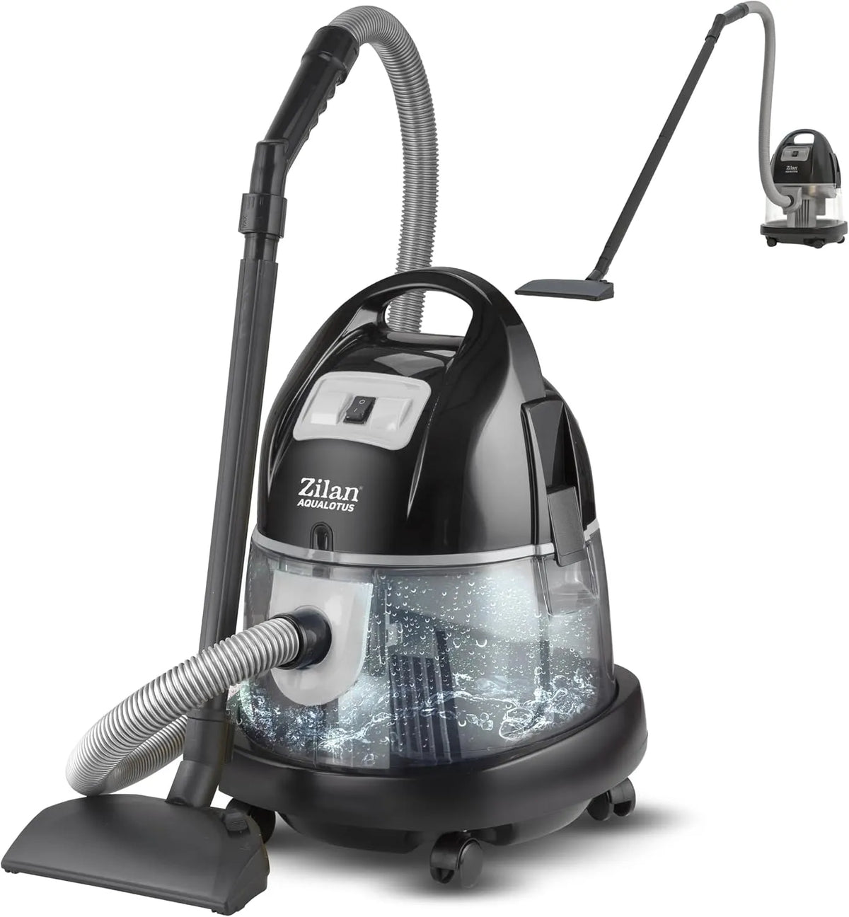 Aspirateur H20 Zilan, Tuyau à 360°, Puissance d'aspiration 2000 W, avec filtre à eau sans sac, Convient pour tous les sols et tapis
