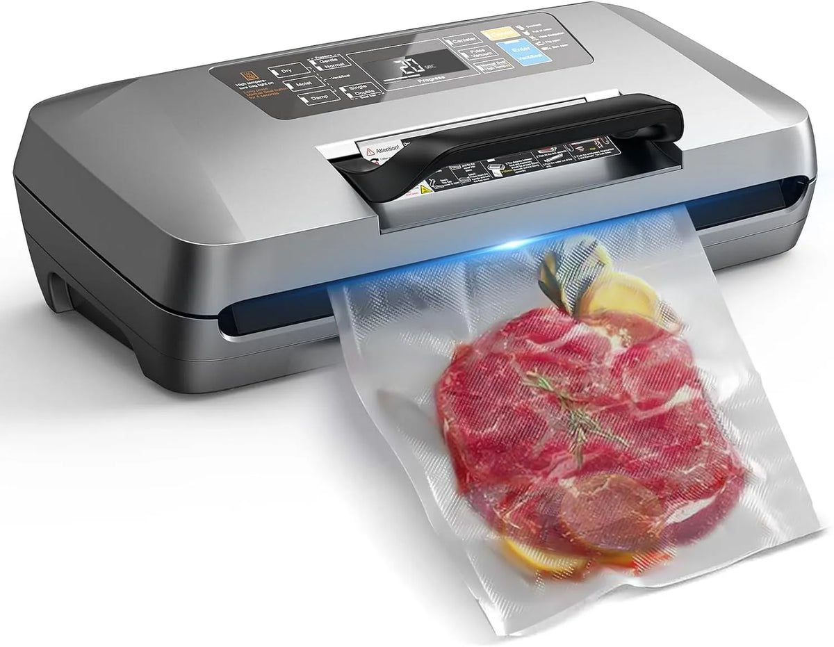 Vide Alimentaire Professionnelle 95 kPa Machine Sous, 12 en 1 Sous Videuse Alimentaire avec Rangement pour Sacs, Coupe-sac Intégré