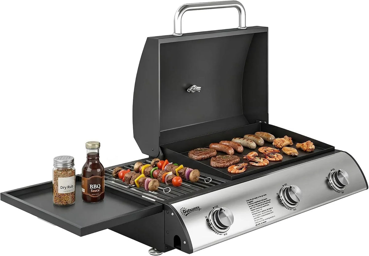 Outsunny barbecue à gaz, puissance 8,1 kW au format au format portable pour Camping Balcon Terrasse