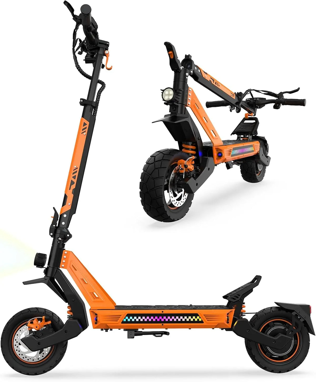 Trottinette électrique La, Batterie 23,4 Ah, autonomie 85 km, Propulsion Double + 2 Moteurs, pneus Tout-Terrain 12 Pouces, montée 35°, Adulte, Avant