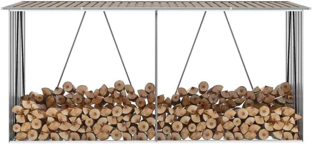 Festnight Abri, de Stockage de Bois Abri à Bûches Acier galvanisé 330x84x152 cm Marron