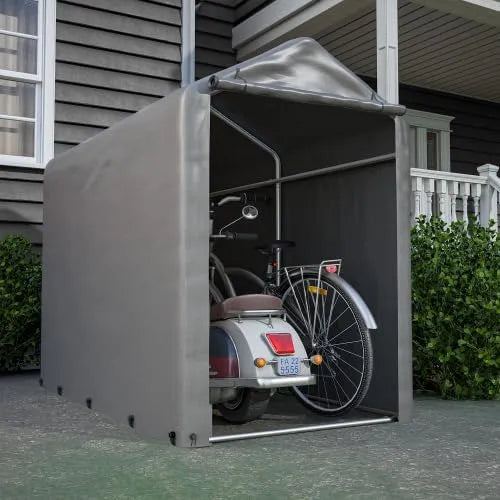 Abri de jardin, dimensions 187 x 100 x 160 cm, idéal pour outils et outils de jardin, Abri de vélo en acier résistant aux intempéries