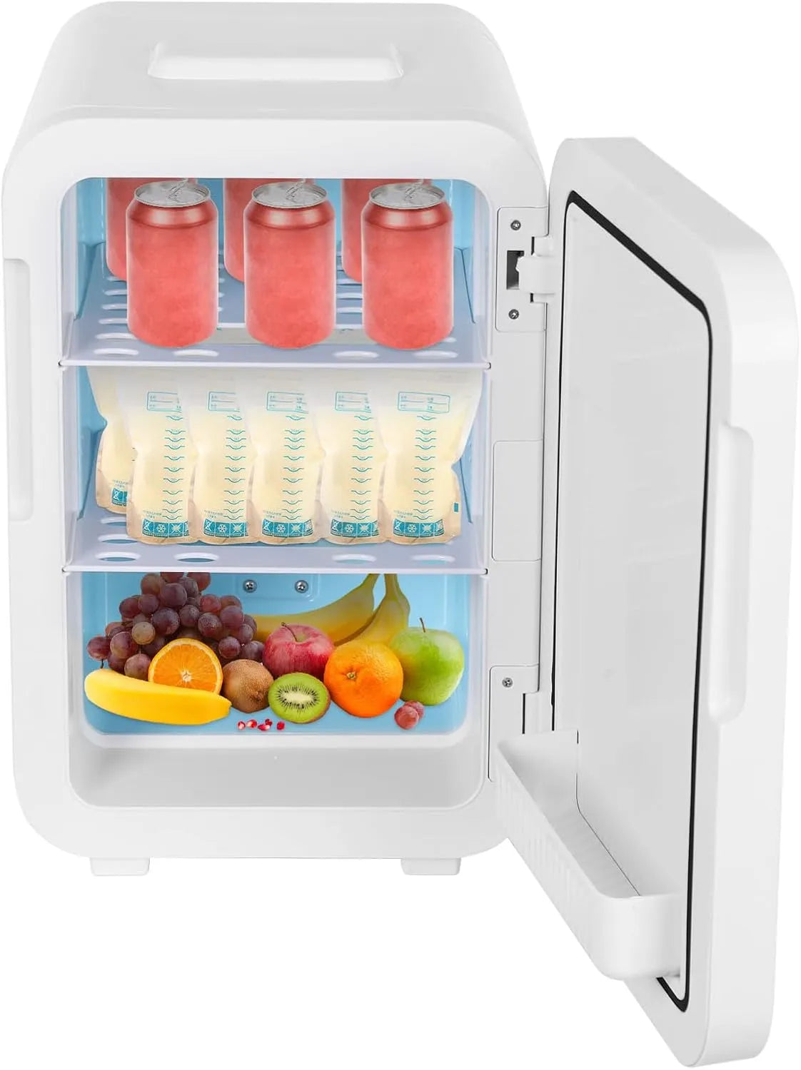 Réfrigérateur, Mini Frigo 16L Mini de Chambre Avec écran LED et étagères Amovibles Petit Frigo Portable, Fonction Chaud, Froid, Pour Voiture, Voyage