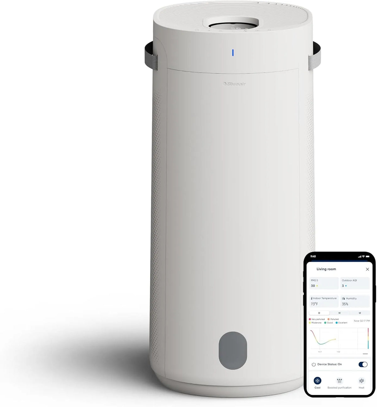 + Humidificateur 2 en 1 BLUEAIR Purificateur, HEPASilent et InvisibleMist 360°, Purifie et humidifie jusqu'à 79m² en 30 min