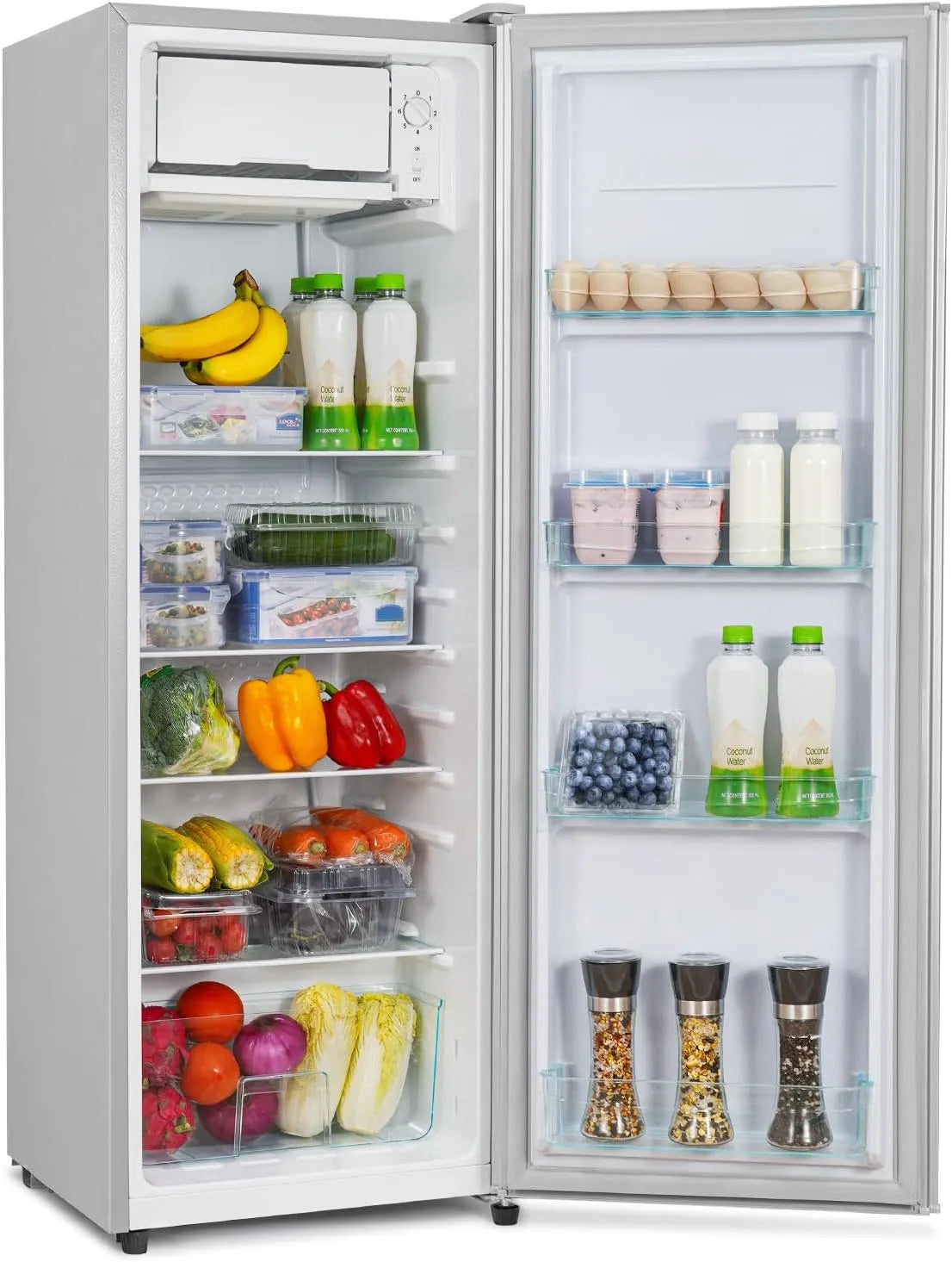 Réfrigérateur CURECURE, capacité 138 L, refroidissement 133 L, congélation 5 L, 4 étagères en verre, avec micro-congélateur, bac à légumes