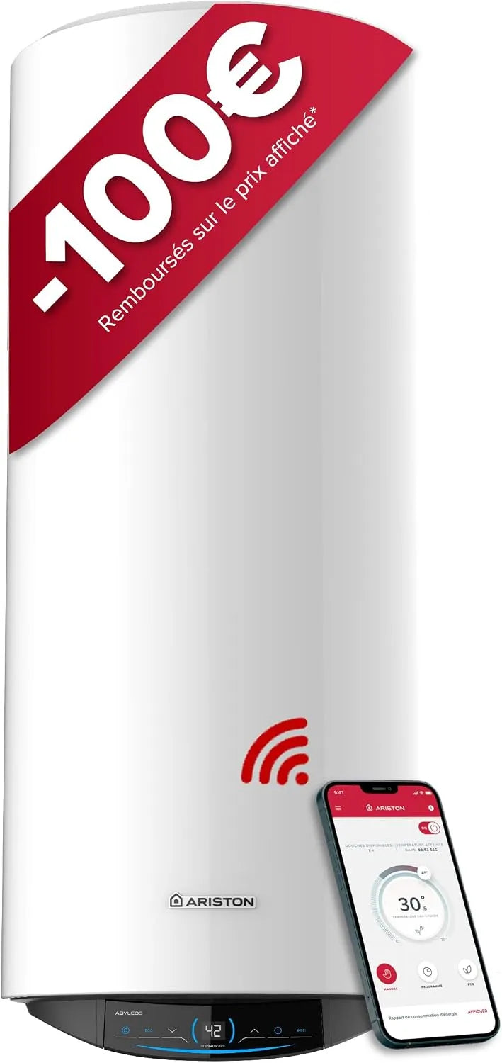Ariston chauffe-eau électrique, Vertical Mural Ø530mm, Flexibilité Energétique, Technologie ACI, ABYLEOS XPERT WIFI Steatite Connecté 200L