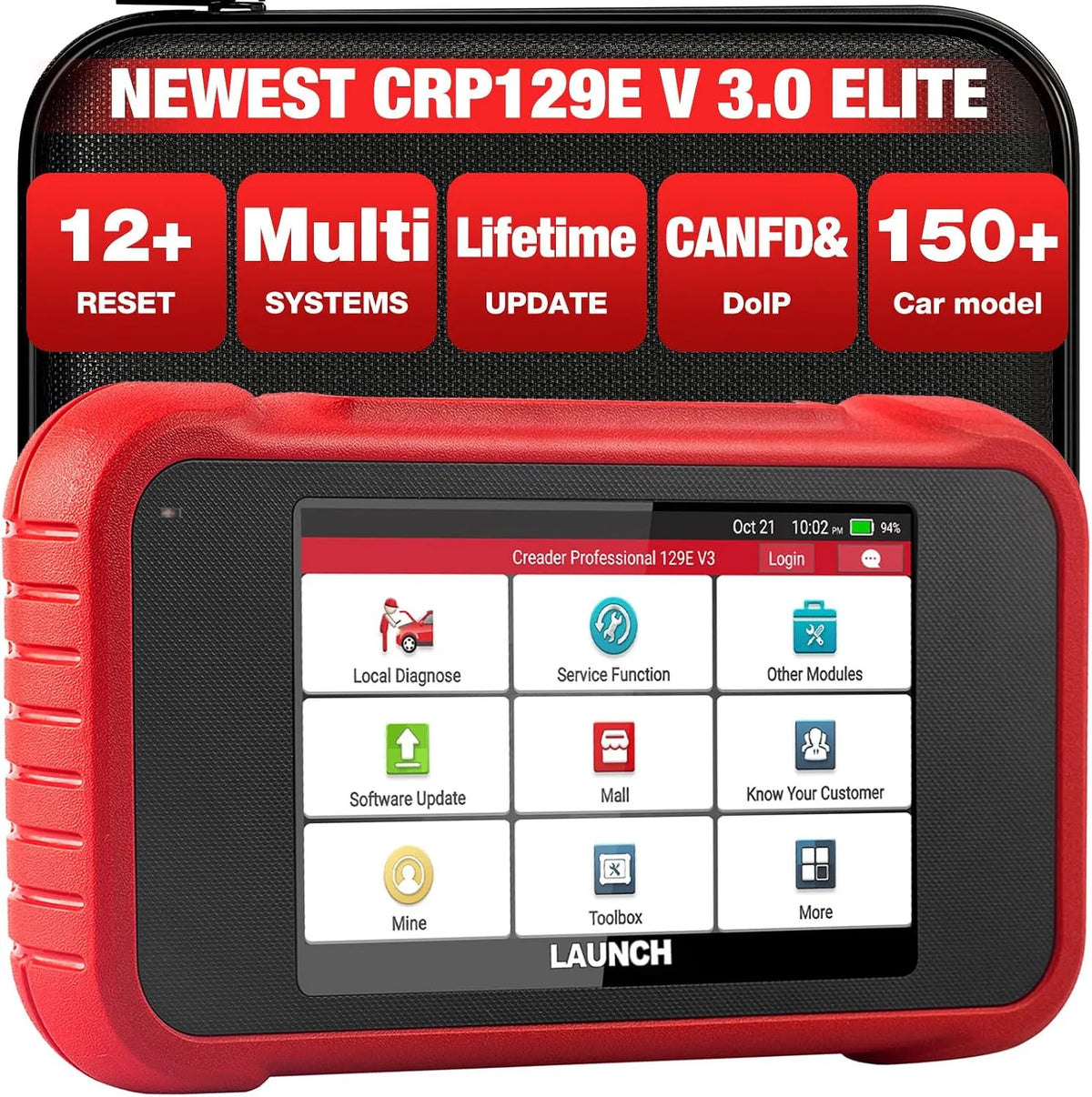 Modèle Elite Valise Diagnostic Auto 12 Réinitialisation Huile CRP129E V2.0 LAUNCH, F 4 systèmes ABS SRS Transmission Moteur, EPB, SAS, TPMS, BMS, AFS