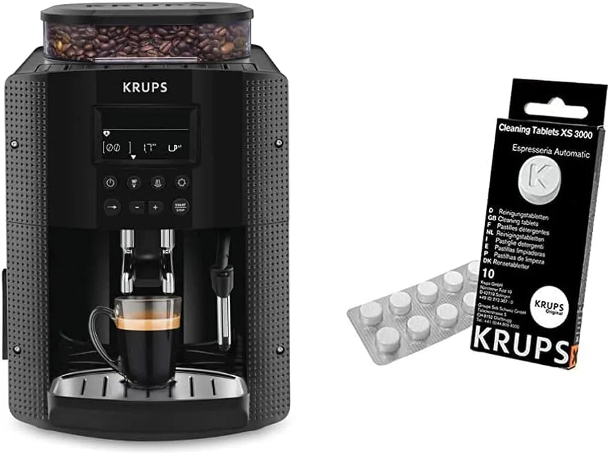 Krups Rowenta machine à café, Essential à Grain Broyeur Grain Cafetière, Tablettes Détergentes Espresseria Compatible Pour Full Auto EA