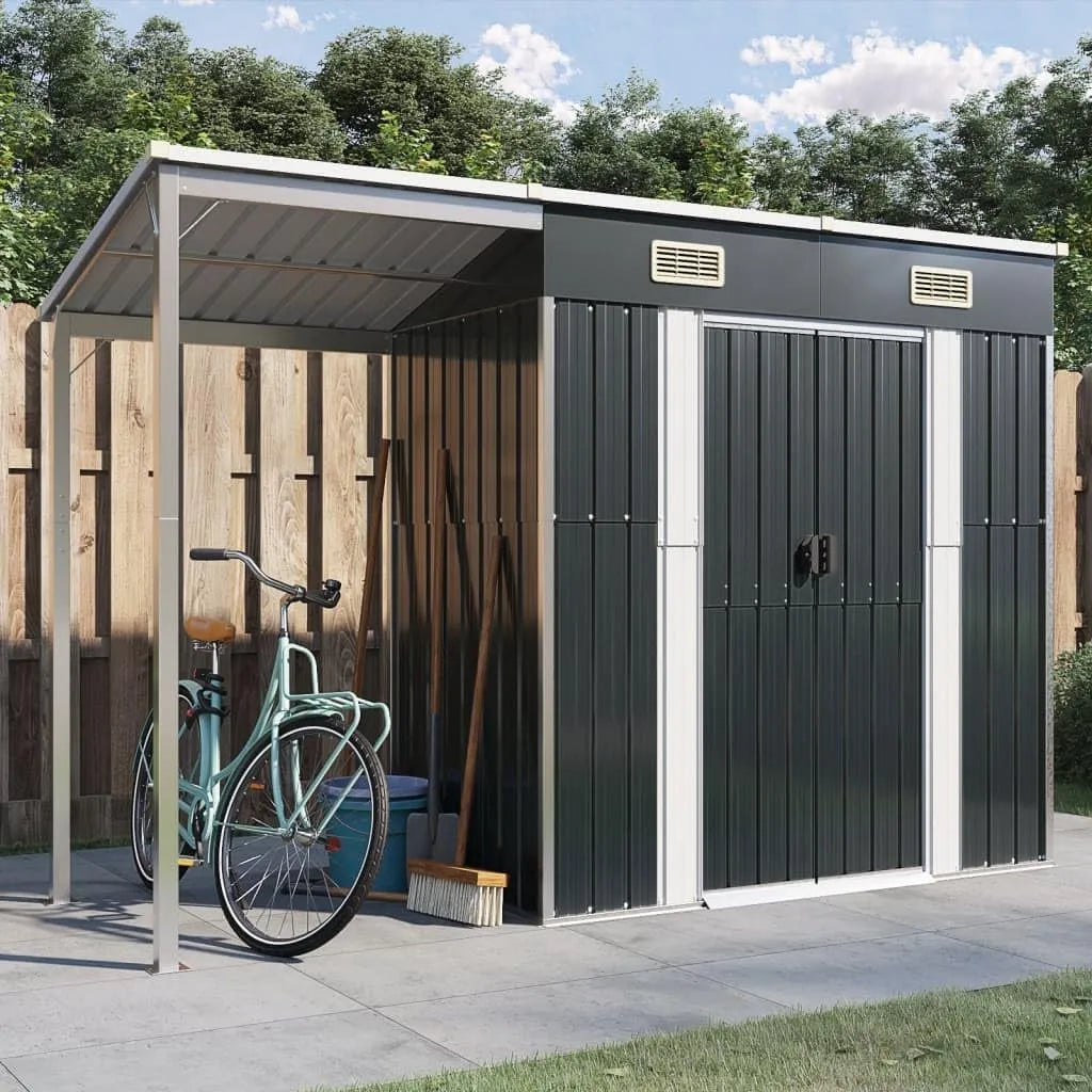 Abri de jardin, avec Toit prolongé Anthracite 277x110,5x181 cm, Abris De Jardin