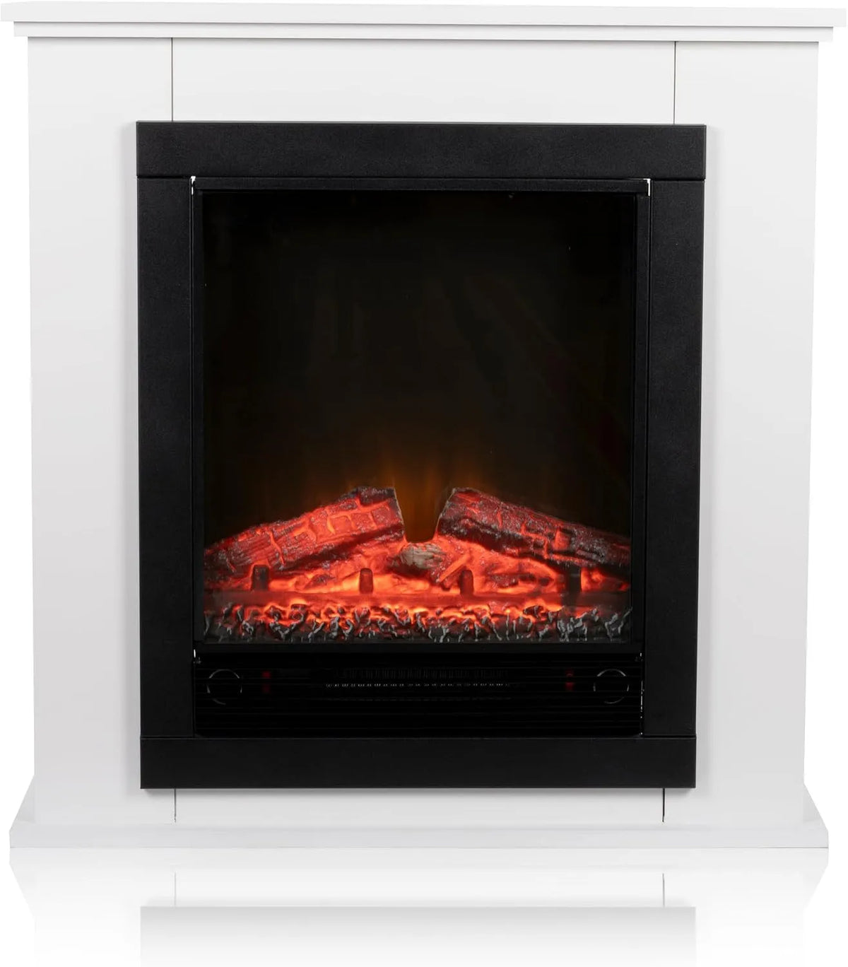 Alpina cheminée électrique, Cheminée Décorative 1800W avec Chauffage d'Appoint et Effet Flamme LED, Geneva avec Manteau, finition blanche