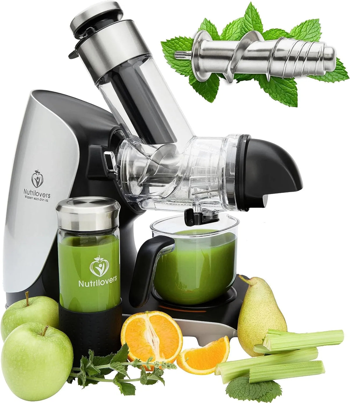 Extracteur de jus GREEN-PRESS EDELSTAHL, Classe énergétique A+++, à vis en acier inoxydable