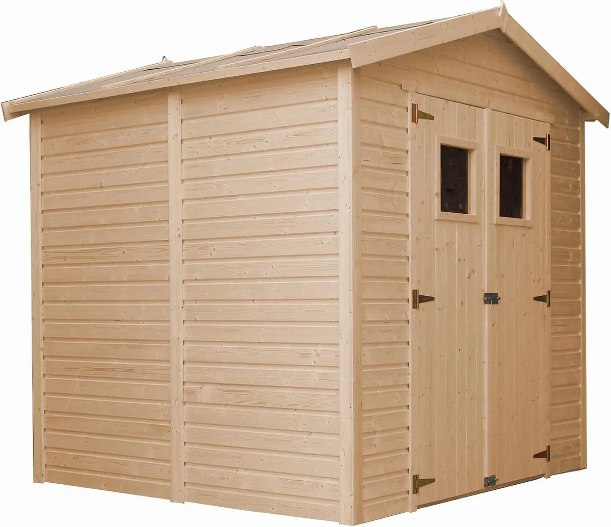 Abri de jardin H228x222x233 cm/4 M351+M351G, 4,2 m² Hangar en Bois Naturel, Atelier Rangement Outils et vélos- TIMBELA, modèle cm