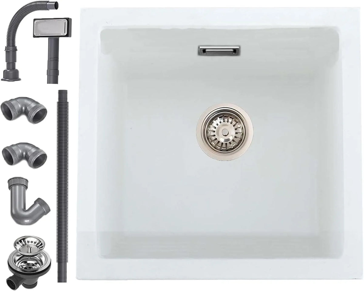 En Quartz finition blanche Évier Cuisine, dimensions 40 X 45 cm, Adapté Aux Postes de Travail et Aux Évier de Bar, en Quartz finition blanche