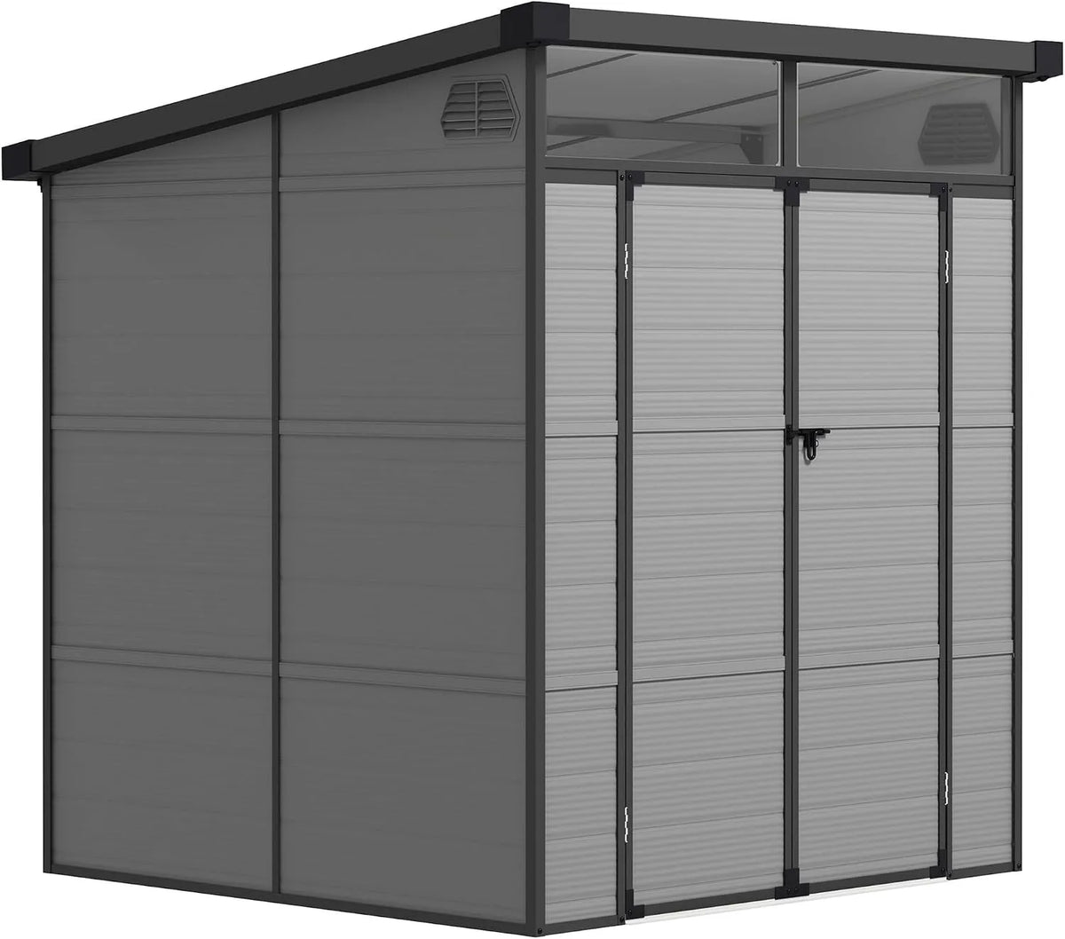 Abri de jardin Outsunny, cabane de Jardin 190 x 191 x 215 cm, cabanon Rangement Outils avec fenêtres, finition grise Clair, en polypropylène 3,24 m²