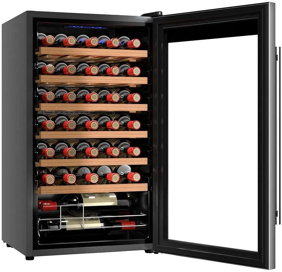 Cecotec cave à vin 34030, capacité 80 L, Température réglable de 5 à 18°C, Affichage, 34 bouteilles Bolero grandsommelier inox compressor