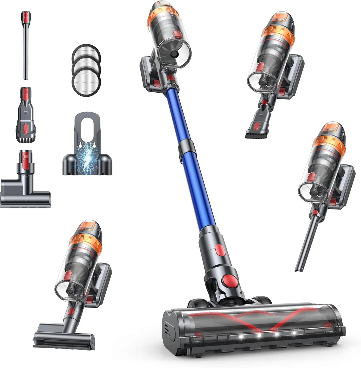 Aspirateur balai VAC03 Moteur-50KPa SMOTURE, Mode Automatique Intelligent, Écran LED, ECO, Brosse Matelas et Support Mural