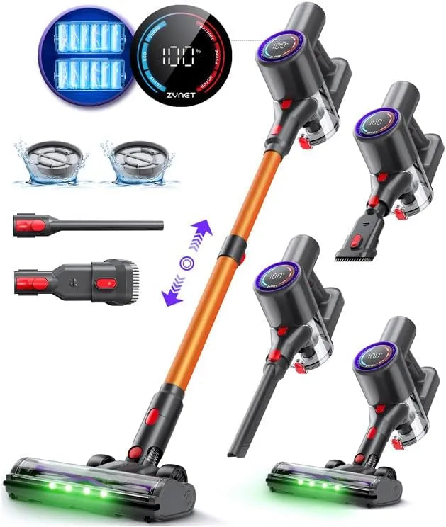 Aspirateur balai DP2, 45KPa, 60Min, puissance 500W, Sans Fil À Double Batterie, Affichage LED, Tube Télescopique, Autoportant, Lumière Greeneye
