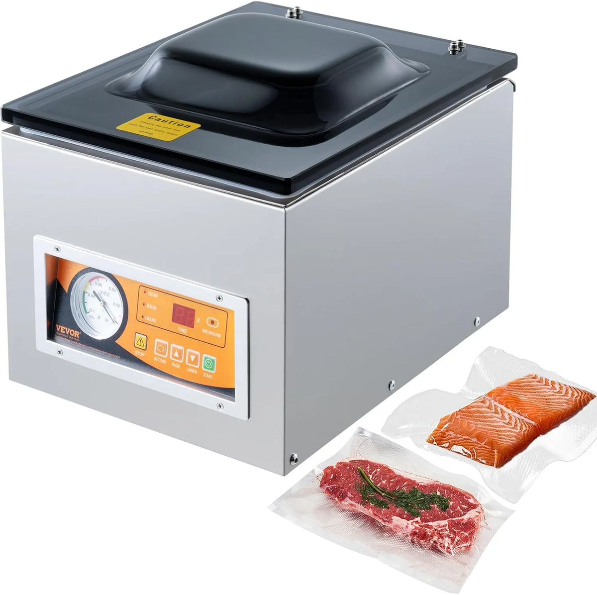 Vevor, viandes, marinades, Machine à emballer sous vide à chambre 260 W machine d'emballage sous vide taille