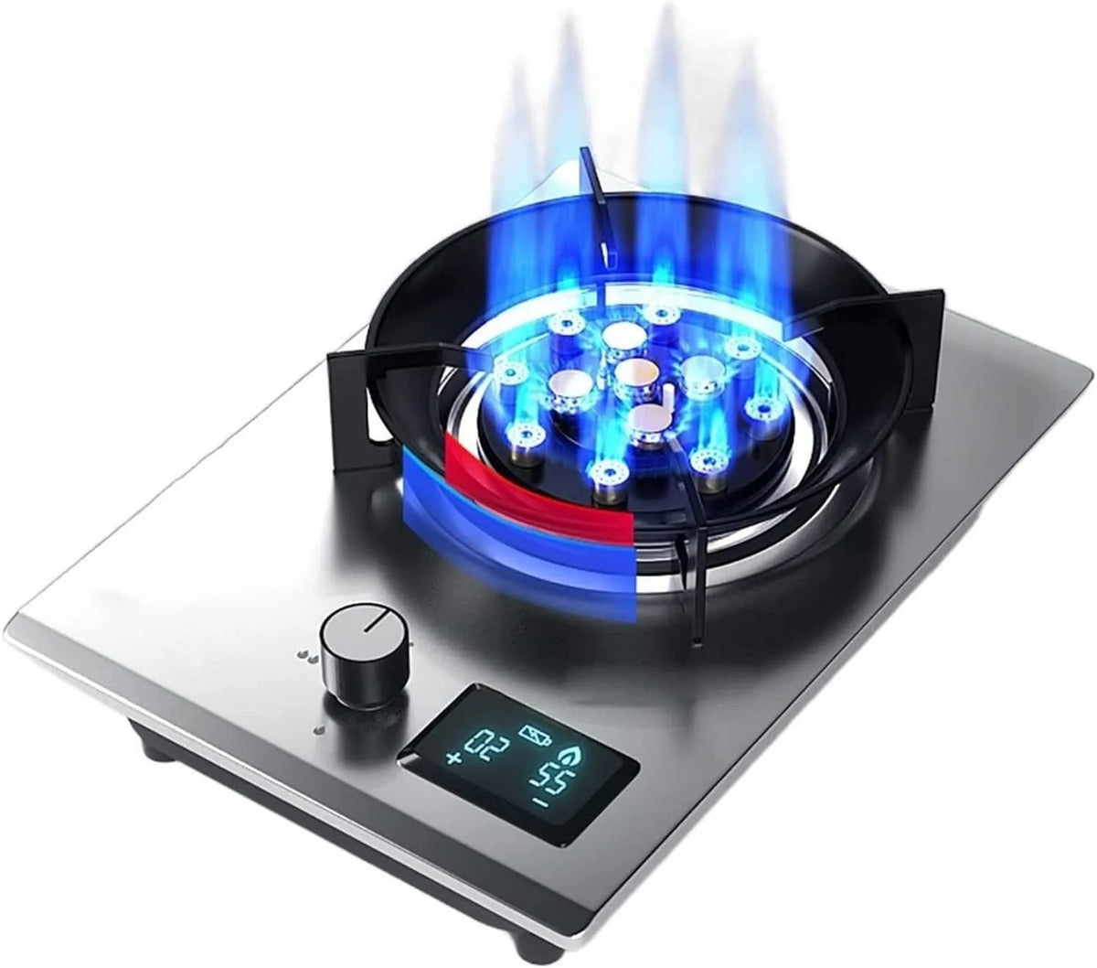 Cuisinière à gaz, 13 Cavités, Support De Pot En Fonte En Verre Trempé, Size: NG, puissance 8,0 KW, Flamme Élevé