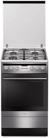 Amica cuisinière à gaz SHM5784DAX, Cuisinière finition argentée four et cuisinière, capacité 66 L, Fours et cuisinières, boutons, Rotatif, Electric