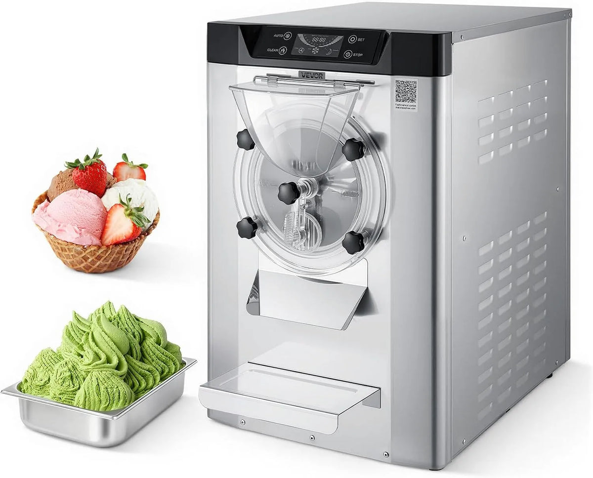 Vevor machine à glace, Turbine à Glace Dure 2000 W Haut Rendement 12-20 L/h, Italienne avec Cuve de 6 L et Panneau LED Autonettoyant
