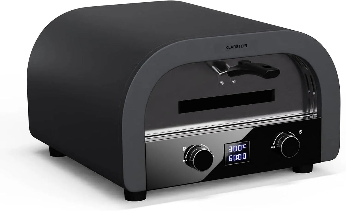 Klarstein four, FornoVetro à Pizza Électrique 2200W, Jusqu'à 450°C, Double Chauffage, Température & Durée Numérique, Pierre à Pizza