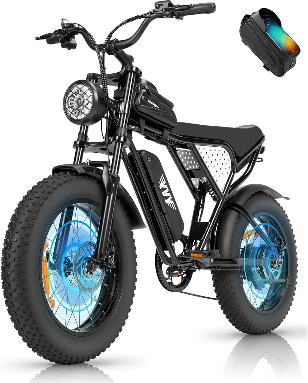 Vélo électrique YVY, Batterie Amovible 20/40Ah, Autonomie 120km, 150km, 300km, VTT Électrique 7 niveaux de vitesse, Fat Bike Électrique, Double Disque