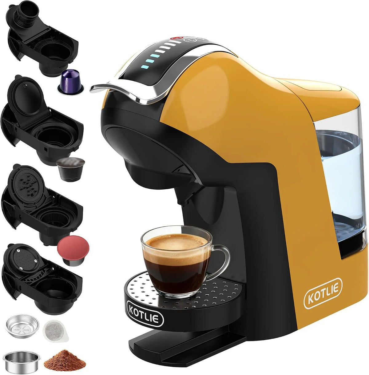 Machine à café EM-308B KOTLIE, réservoir d'eau de 1 L, 3 températures, 7 niveaux d'eau, multifonctionnelle