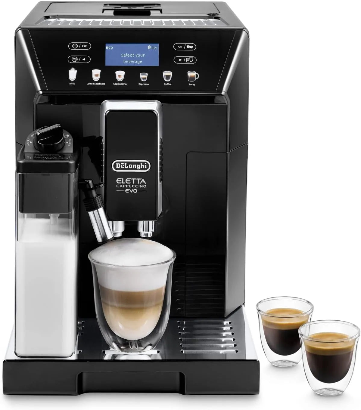 De'Longhi machine expresso ECAM46.860.B, Eletta Evo Machine a Café Grain, et Cappuccino, Ecran LCD Tactile, finition noire